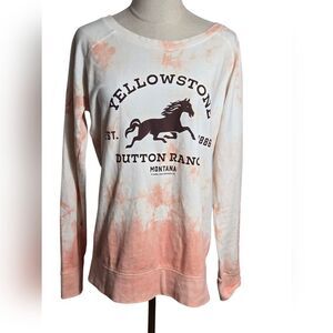 Instant Message Yellowstone Dutton Ranch Tie-Dye Long Tee Lightweight Sweatshirt